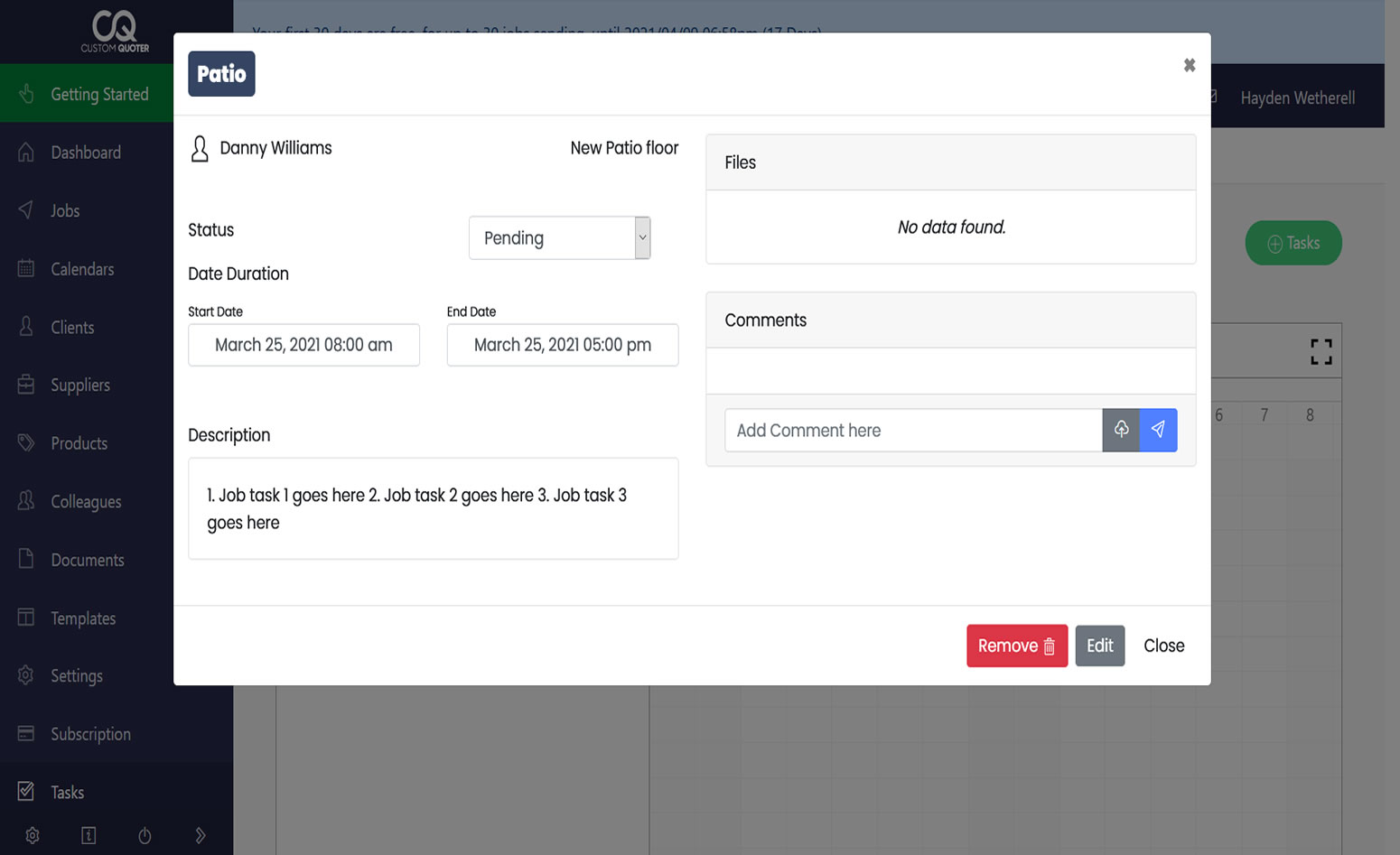Field management module Custom Quoter