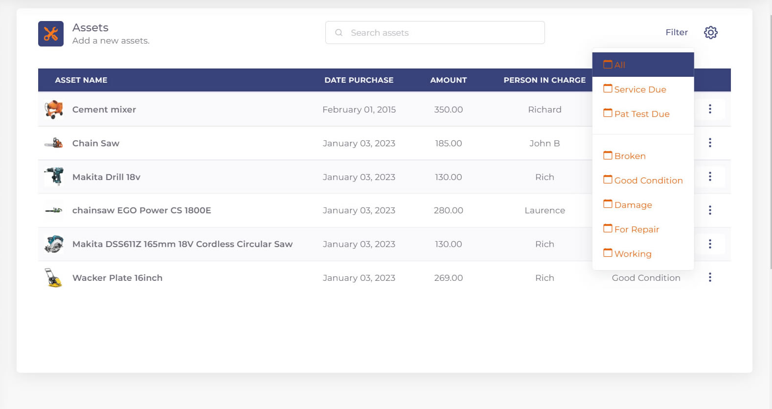 Asset Management Software Filter System