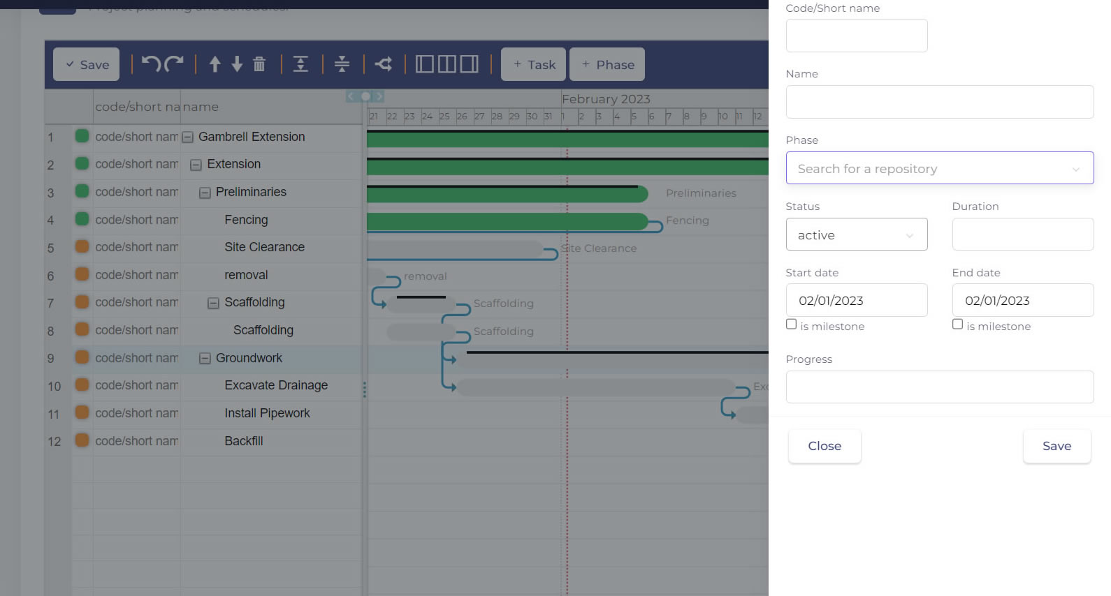 Gantt Chart Phases
